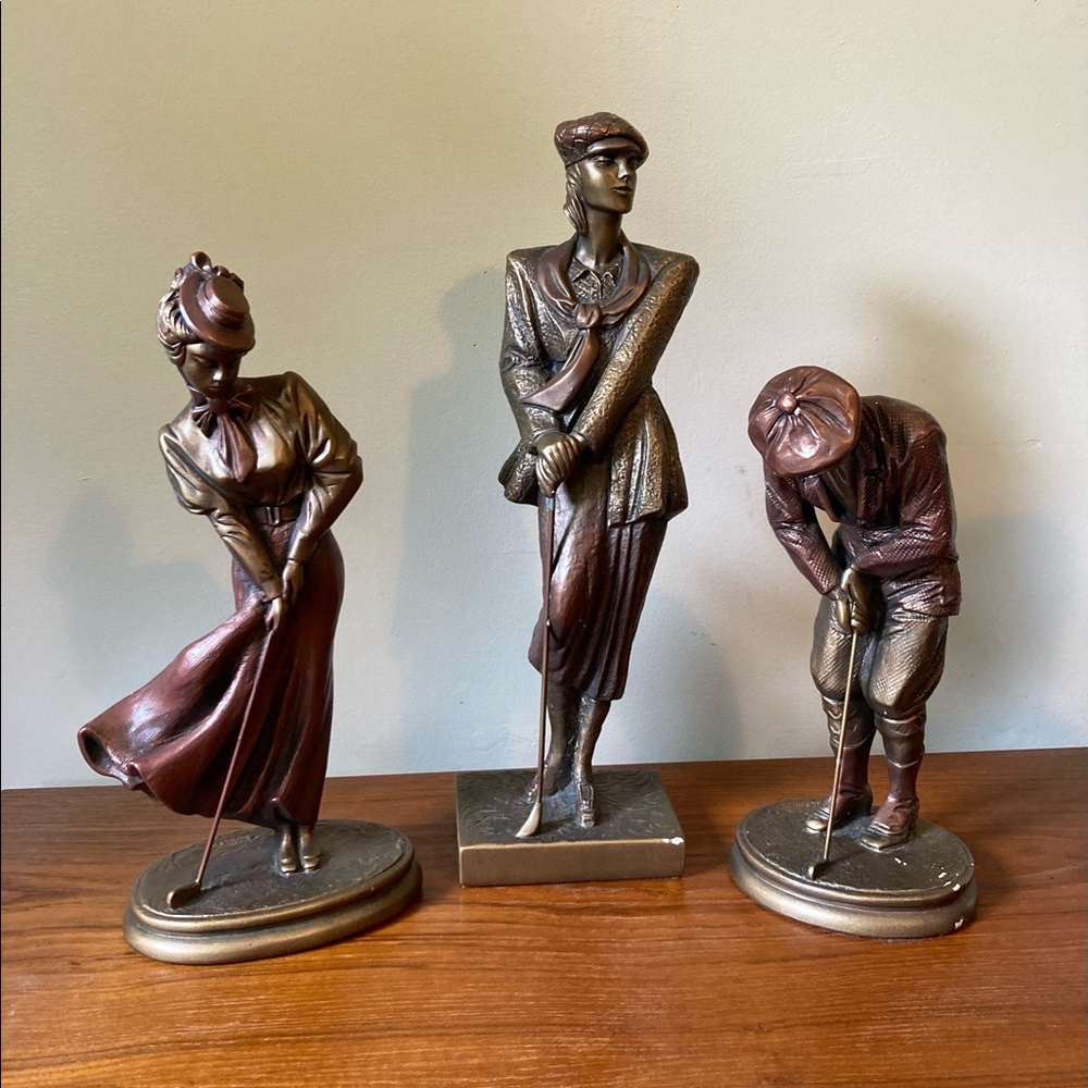 ☘️VTG Austin Bronze Sculpture Golfers Artist Signed A. Daniel